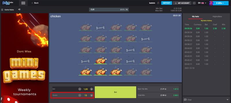 Immagine del moltiplicatore del mini-gioco Chicken MyStake